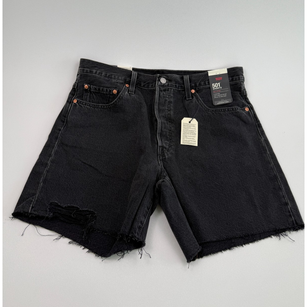 Levi's Women 501 Mid Thigh High Rise Button Fly Denim Jeans Short 33 Black NWT